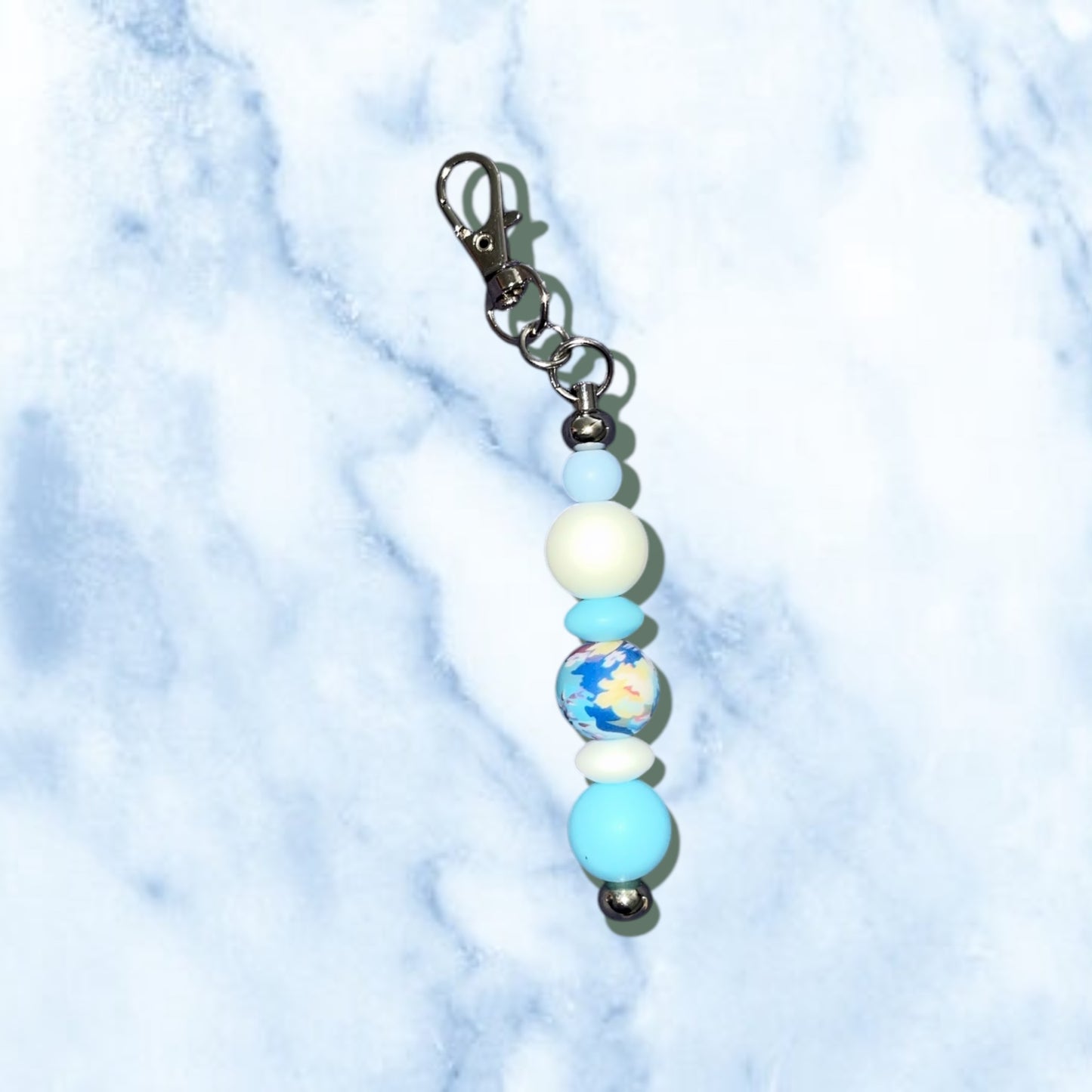 Blue Floral Wristlet