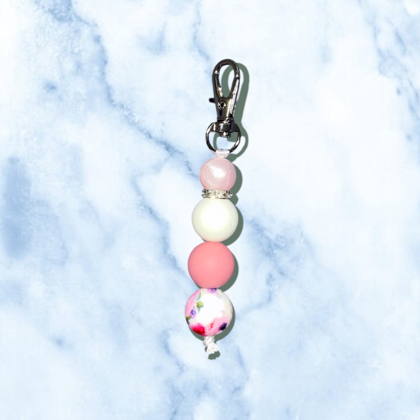 Pink and White Wristlet