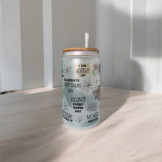 Motivation 16oz frosted tumbler